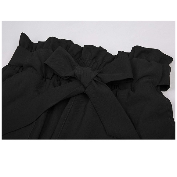 Women's cropped paper bag waist pants with pockets - Picture 4 of 4